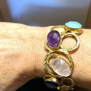 Multiple gem high-end costume bracelet